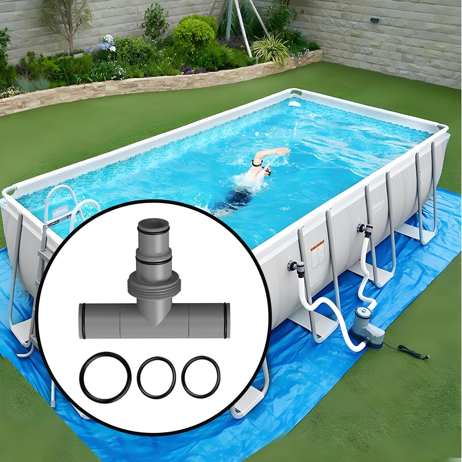 Pool Hose Connector,T Joint Pool Hose Connector 1.5"To 1.25",Filter Pump Hose Connector for Above Ground Swimming Pool Filter Pump and Pool Vacuum,Pool Hose Adapter for Pool Parts and Accessories