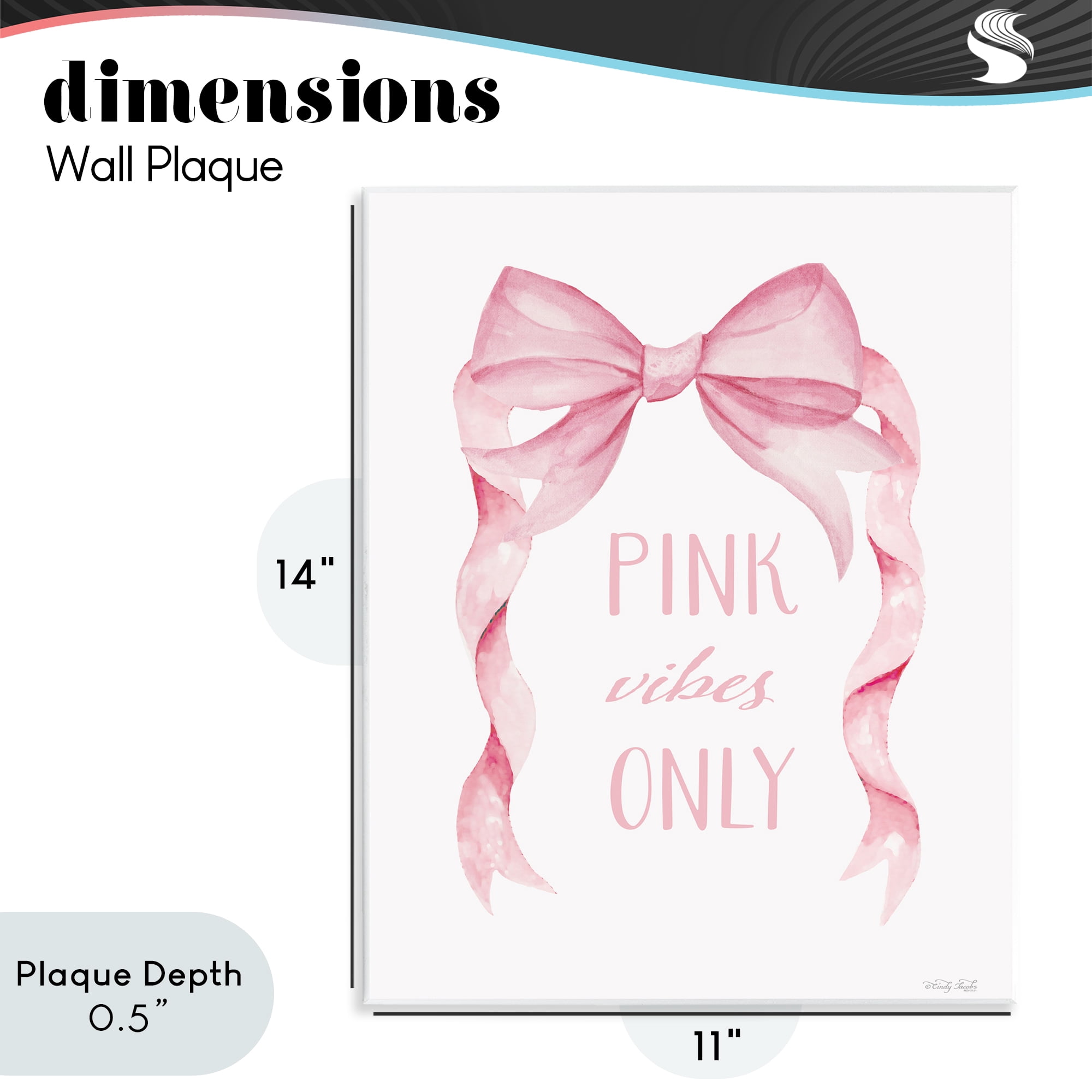Stupell Industries Feminine Pink Vibes Only Wall Plaque Art, design by Cindy Jacobs