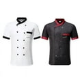 thumbnail image 7 of CENL Unisex Hotel Chef Clothes Stand Collar Button Short Sleeve T-shirt Tops, 7 of 7