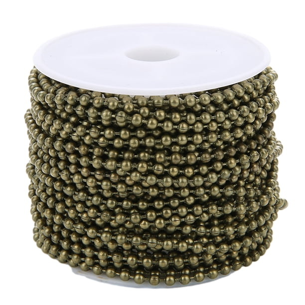 Cadenas de bolas de metal de 2,4 mm, cuentas de bolas de cadena de collar, cadena de bolas de cadena de cuentas de 10 yardas, cadena de cuentas a granel, etiqueta de perro, artesanías de bricolaje