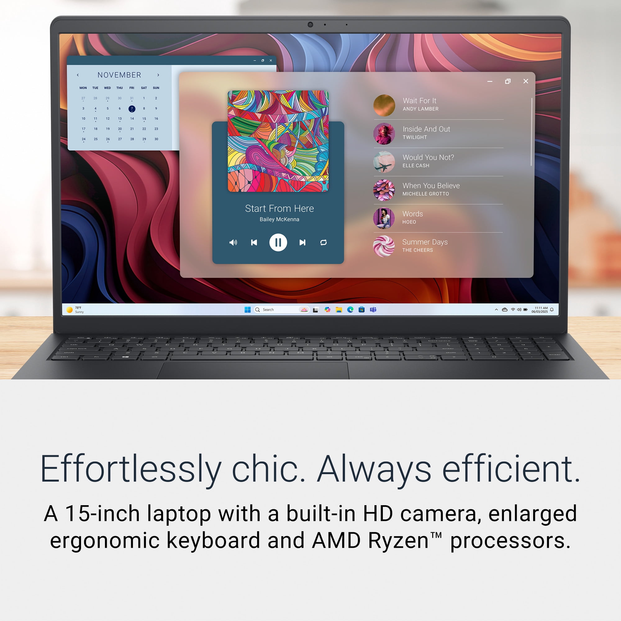 Dell 15 Laptop DC15255 - 15.6-inch FHD Touchscreen, AMD Ryzen 5-7530U, 8GB RAM, 512GB SSD, Black
