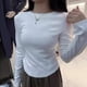 thumbnail image 4 of Camisetas de manga larga para mujer, suéteres ajustados, blusas de cuello redondo de color sólido para mujer, camisas básicas para mujer, camisetas suaves y cálidas, 4 of 5
