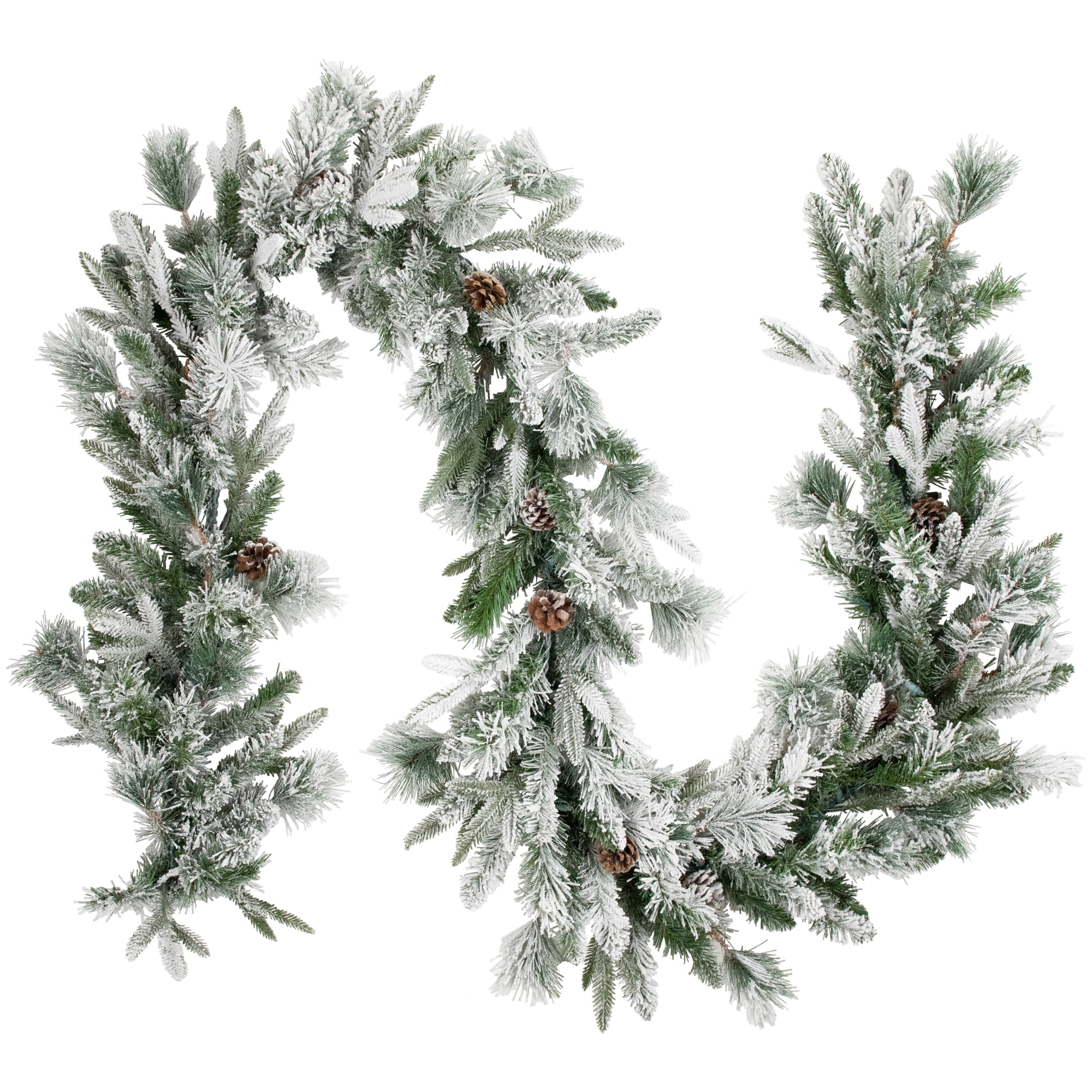 9' x 14" Pre-Lit LED Flocked Rose Mary Emerald Angel Pine Artificial Christmas Garland - Clear Lights