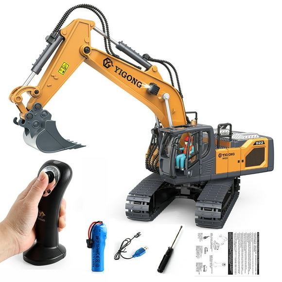 Remote Control Excavator 11 Channel RC Construction Vehicle Toys with Lights & Sounds for Kids Age Groups 6-12, 1:20 2.4GHz