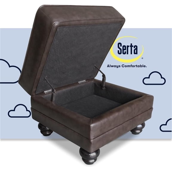 Serta Copenhagen Bonded Leather Ottoman Chestnut Brown