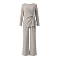 thumbnail image 6 of AnuYalue Women's Plus Size 2 Piece Outfits Long Sleeve Blouse and Pants Solid Loungewear Sets Travel Outfits, 6 of 9