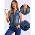 thumbnail image 2 of DARING DIVA Women's Sleeveless Jean Jacket Button Down Lapel Waistcoat XS Blue, 2 of 6