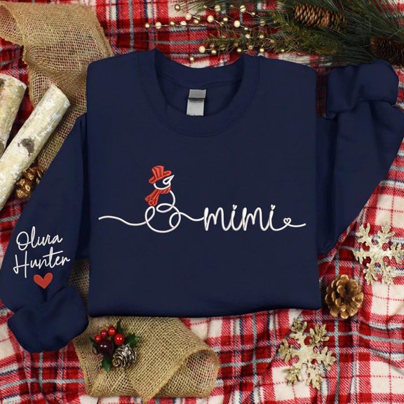 Embroidered Snowman For Grandma, Gift Mimi, Sweatshirt