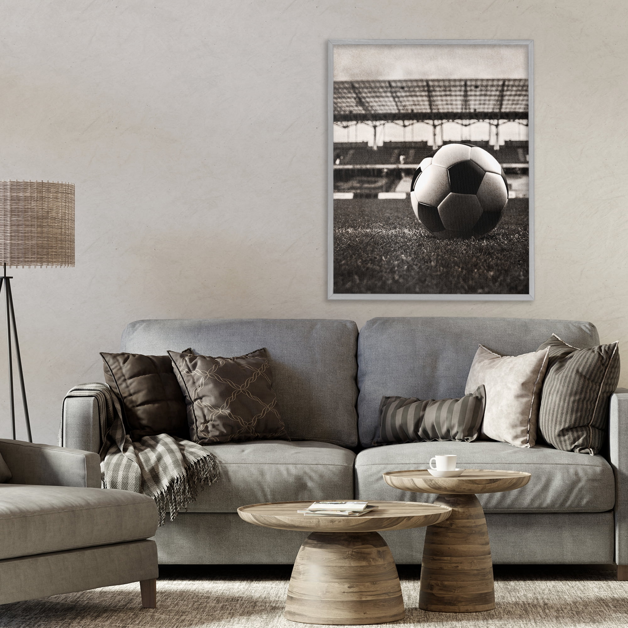 Stupell Industries Vintage Sports Soccer Gray Framed Giclee Art, design by Marcus Prime