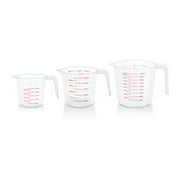 Plastic Measuring Cup, BPA-free Measuring Cup Set with Handle Grip, 250ml, 500ml, 1000ml - Set of 3.