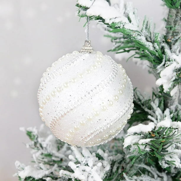 Bola de Navidad blanca de 8cm, adorno de árbol de Navidad, decoraciones navideñas para el hogar, bolas de espuma decorativas para árbol de Año Nuevo, 3 unids/lote por caja, 2023