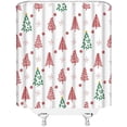 thumbnail image 3 of Rideau de Douche Arbre de Noël Rouge et Vert Arbre de Pin Flocon de Neige Hiver Mode Décoration de Salle de Bain Rideaux en Polyester avec Crochets, 3 of 3
