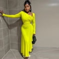 thumbnail image 3 of Women's Diagonal Collar Long Sleeve Pleated Irregular Dress, High Waist, Solid Color, 3 of 25