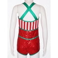 thumbnail image 4 of iEFiEL Kids Girls Christmas Candy Cane Costume Bodysuit Shiny Sequins Striped Ballet Leotard Gymnastics Biketard Red 10, 4 of 7