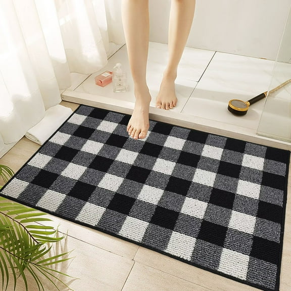 Heeneeso F26 Buffalo Plaid Outdoor Inooor Rug Checkered Door Mat, Machine Washable Doormat Indoor Absorbent