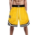 thumbnail image 3 of Huowey Summer Shorts For Men Casual Drawstring Waist Jacquard Texture Wide Leg Breathable Comfortable Lightweight Fashion Stylish Logo Baggy Running Gym Plus Size Shorts,Yellow,S, 3 of 4