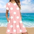 thumbnail image 2 of DeHolifer Womens T-Shirt Dress with Pockets Summer Scoop Neck Ruffle Dress Casual Soft Print Graphic Short Sleeve Sundress Pink L, 2 of 6