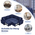 thumbnail image 6 of EUROCO 82.6" L Shaped Sectional Sofa Couch, Velvet Pull-out Sleeper Sofa Bed with Wheels, USB Ports, Power Sockets and Pillows for Living Room, Navy Blue, 6 of 8