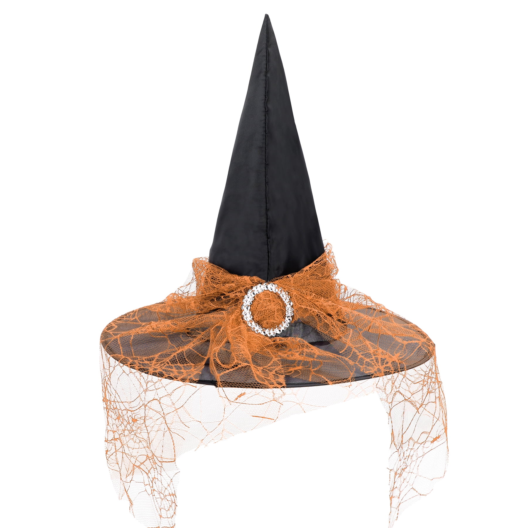 Zando Orange Witch Hats for Women Modern Party Hat with Veil Lace ...