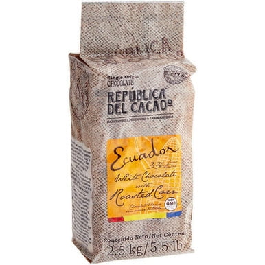 República del Cacao Ecuador 33% White Chocolate with Roasted Corn Couverture 5.5 lb. - Fusion of White Chocolate and Roasted Corn for Culinary Creativity Chocolate
