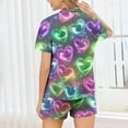 thumbnail image 4 of FDGIU Women's Soft Comfortable Heart Print Pajama Set - Short Sleeve Button Down 2 Piece Shorts Loungewear S-2XL, 4 of 7