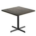 thumbnail image 2 of Flash Furniture 36" Square Solid Wood Commercial Indoor Tabletop in Dark Brown with 30" x 30" Dining Height Rust-Resistant Black Cast Iron X-Base, 2 of 10