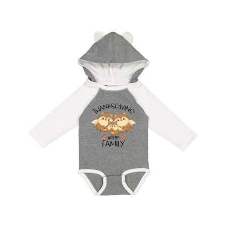 

Inktastic Thanksgiving with my Family Cute Squirrels Gift Baby Boy or Baby Girl Long Sleeve Bodysuit