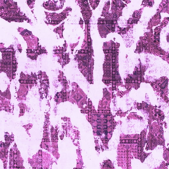 Ahgly Company Indoor Square Abstract Purple Modern Area Rugs, 8' Square