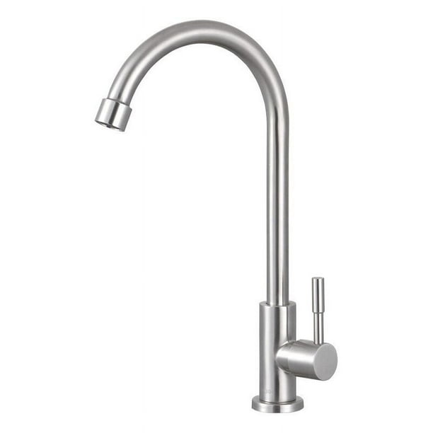 Compañero de fregadero de cocina: grifo de agua fría de acero inoxidable SUS304, acabado en níquel cepillado para cocinas modernas, salida de agua de altura cómoda que no salpica para un uso sin