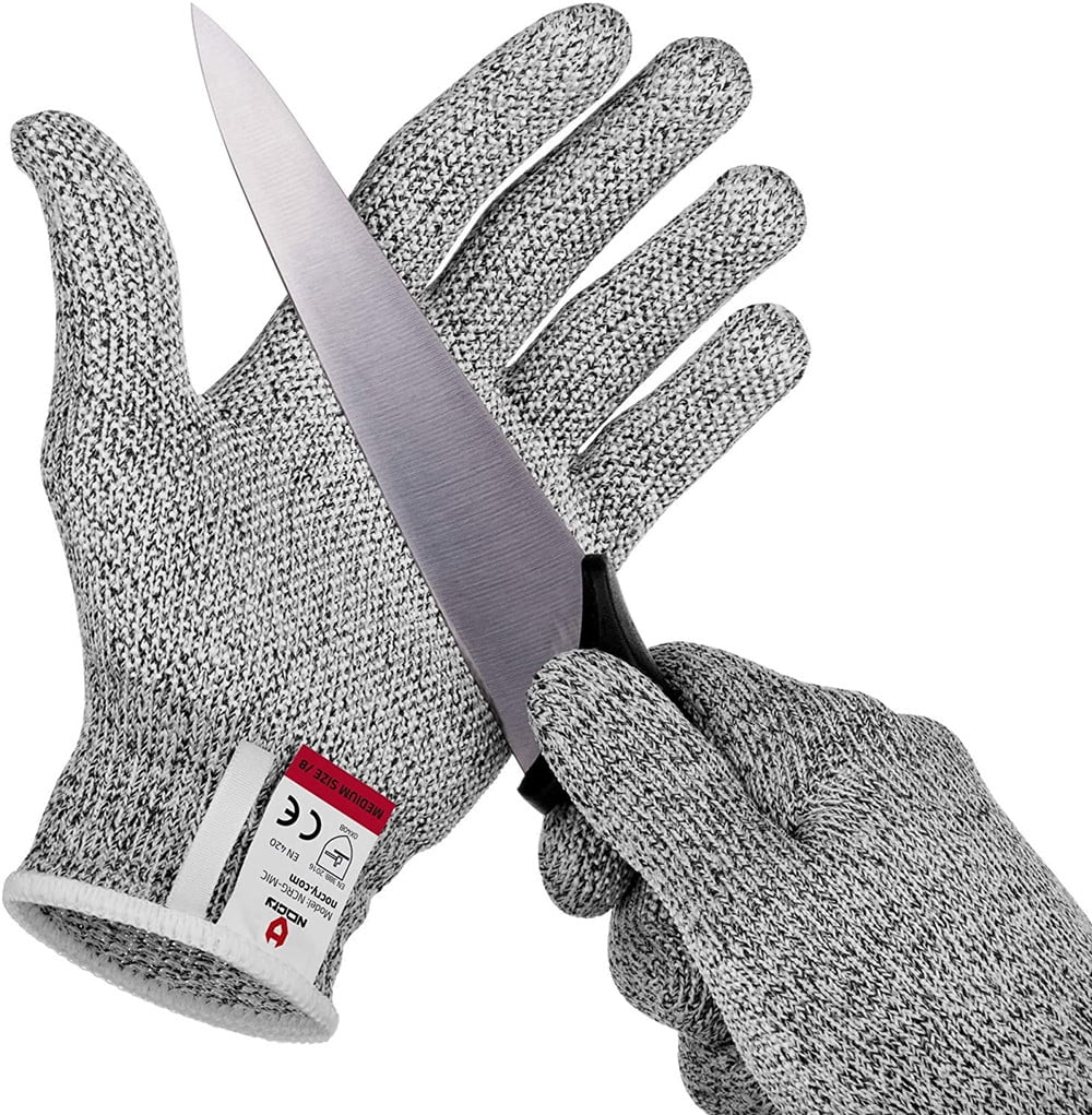 NoCry Heavy Duty Cut Resistant Work Gloves — Durable Cut Resistant Gloves  with Grip Dots, Level 5