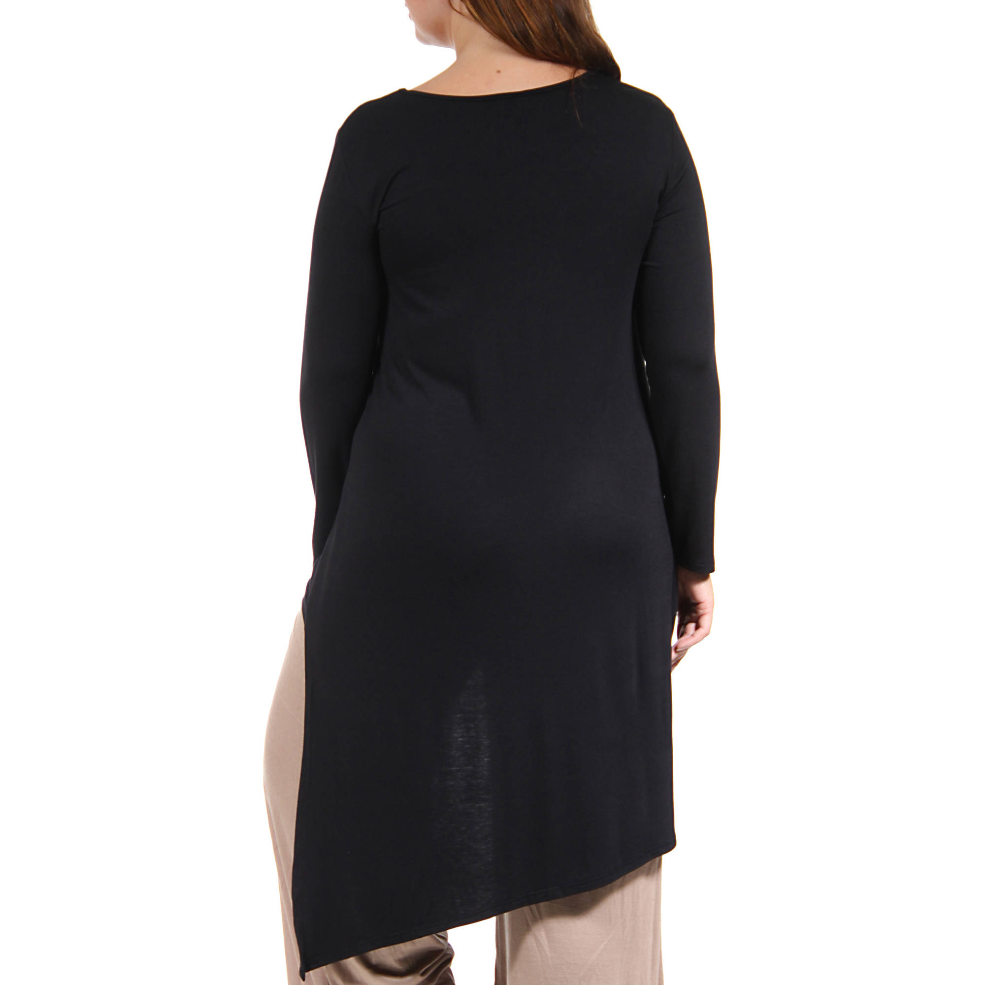 Women's Plus Size Extra Long Diagonal Sweep Tunic
