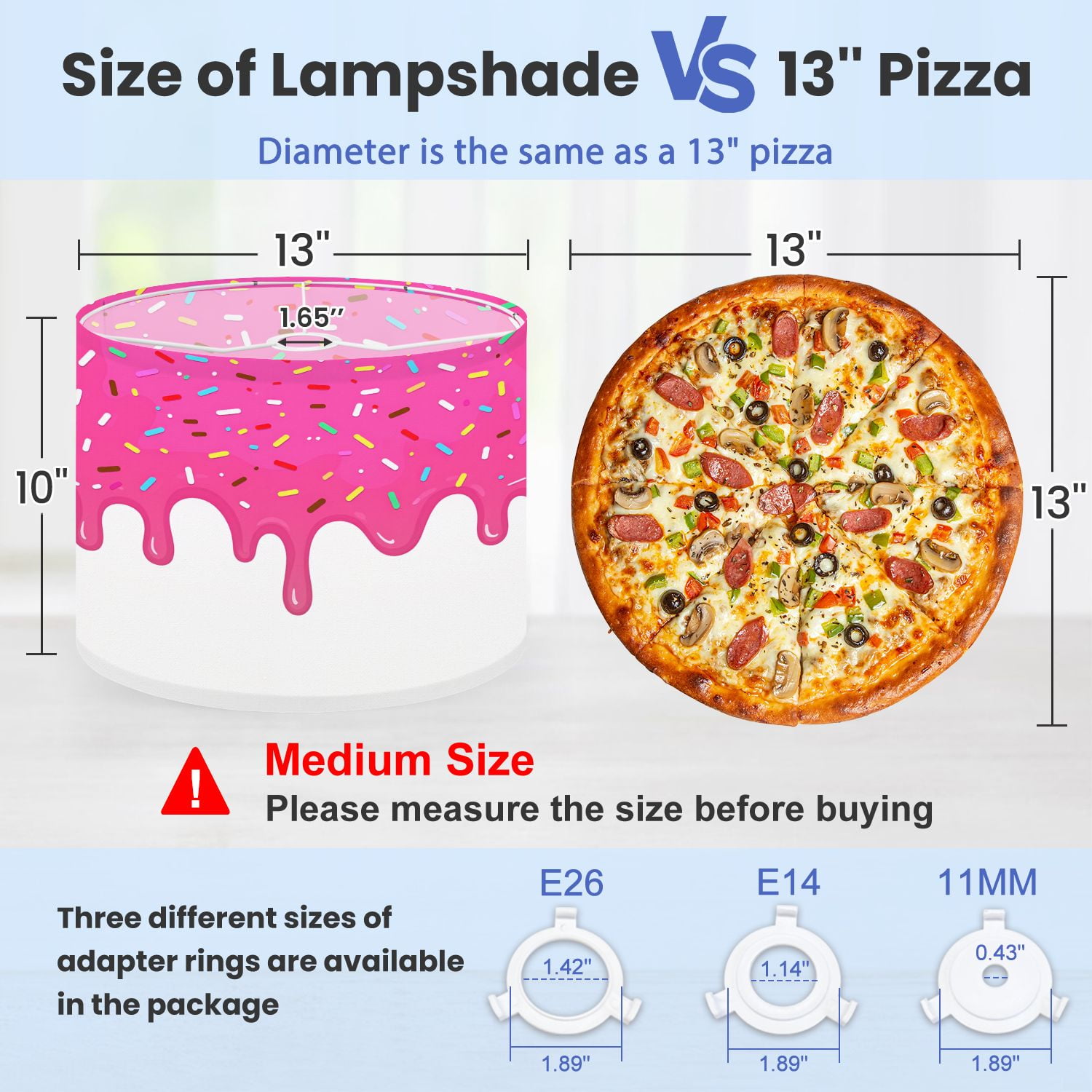 Boho Lampshades 2 Pack Pink ice cream melted colorful cute candy sprinkles long border 13"x13"x10" Light Shade for Table Lamps Floor Lamps Drum Lamp Shades Lampshade Replacement Easy Assembly