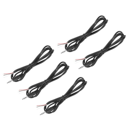 5pcs 3.5mm Male Jack to Bare Wire Open End Replacement TRS 3 Pole Cable for Earphone Headphone Cable Repair 1m