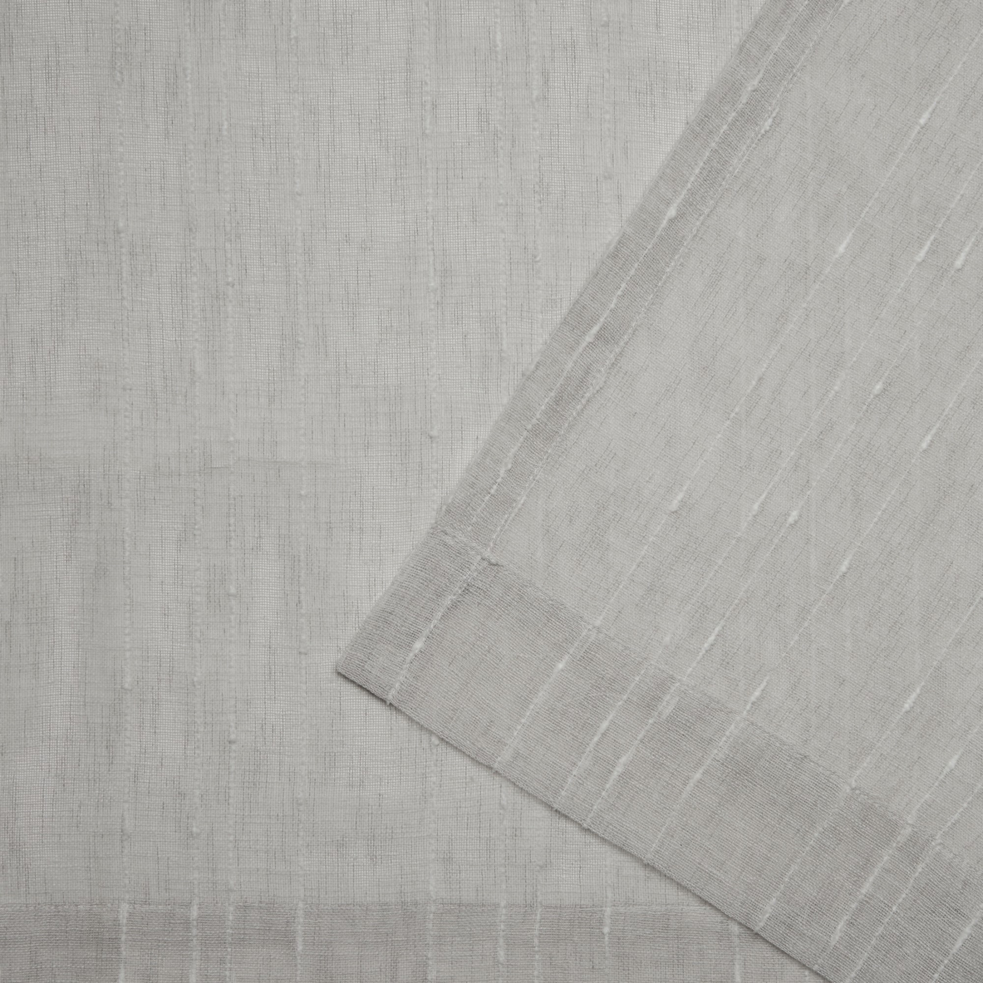Exclusive Home Itaji Linen-Like Embellished Slub Sheer Rod Pocket Top Curtain Panel Pair, 54"x84", Silver