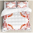 thumbnail image 3 of Rowan Duvet Cover Set, Watercolor Style Leaves with Fruits Square Frame Design Autumn Colors, Decorative 2 Piece Bedding Set with 1 Pillow Shams, Twin Size, Red Orange White, by Ambesonne, 3 of 3
