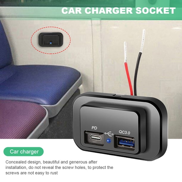 Toma De Cargador De Coche Enchufe de cargador de coche USB dual 12V 24V Adaptador de cargador de toma de corriente de coche para autobús ATV Likrtyny Accesorios para autos y motos