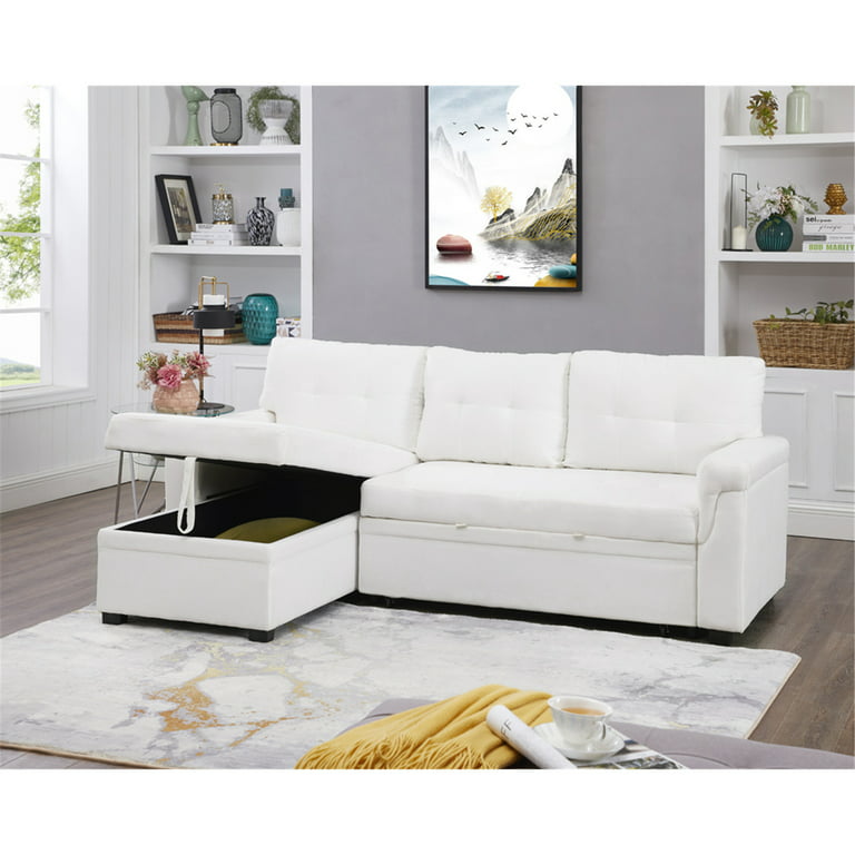 Naomi Home Laura Sectional Sleeper Sofa - Elegant L-Shaped Couch  Convertible Pull-Out Bed, Ample Storage, Timeless Design, Sturdy  Construction