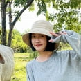 thumbnail image 2 of CoCopeanut New Women Cotton Bucket Hats Women Autumn Sunscreen Panama Hat Lady Pure Color Sunbonnet Fedoras Outdoor Fisherman Hat Beach Cap, 2 of 6