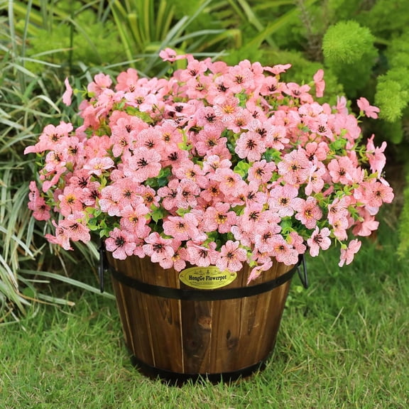 Artificial Flowers for Outdoors Spring Decor, 16 Bundles UV Resistant Realistic Fuax Silk Flowers, Fake Plants for Planter Indoor Outside Garden Porch Patio Window Box Balcony Yard (Pink)