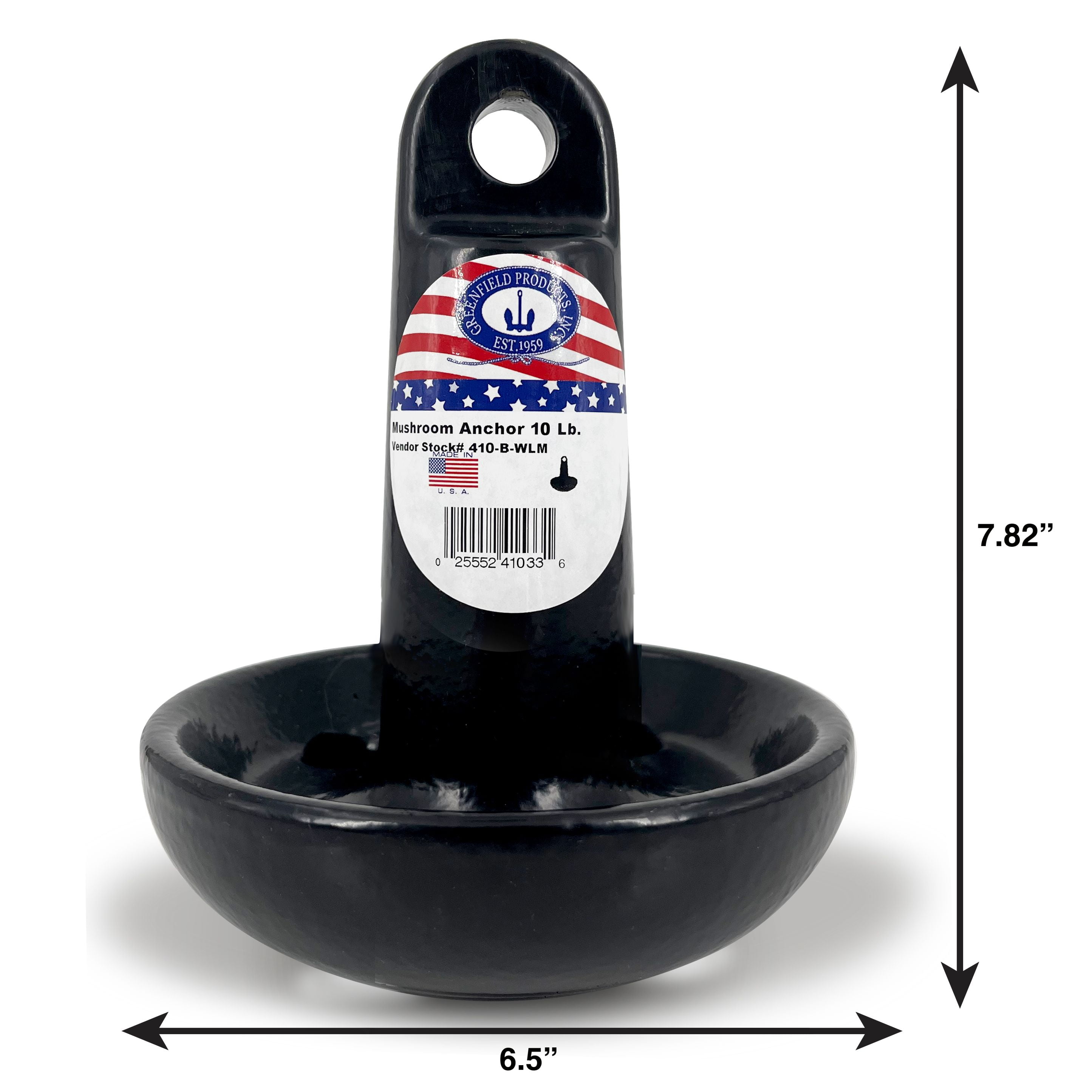 Greenfield Products Mushroom Anchor 10 lb. Cast Iron, Model 410-B-WLM
