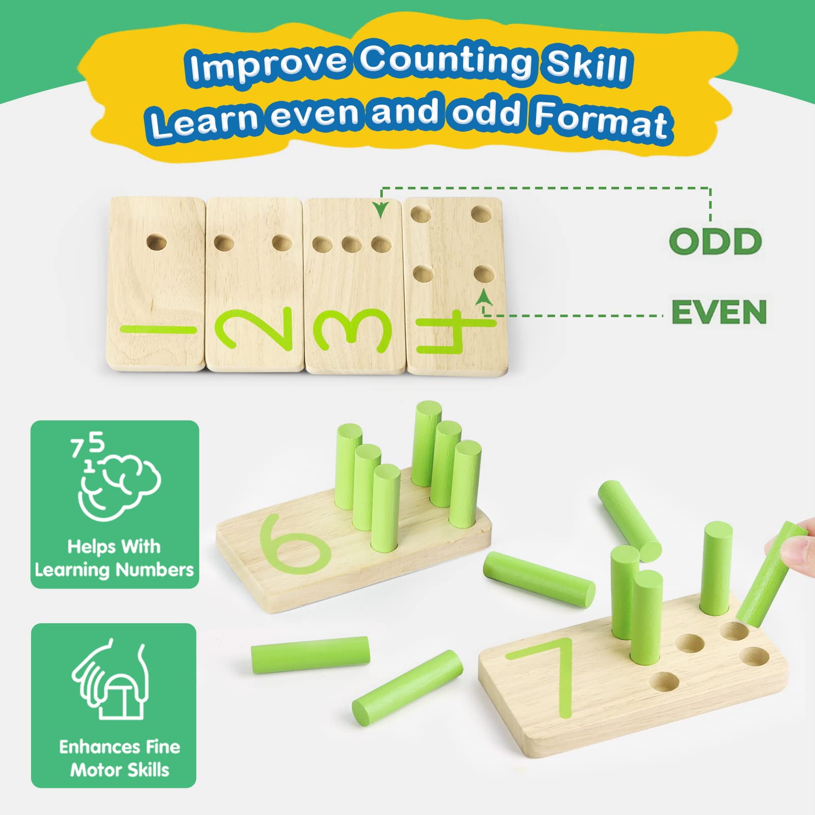 Wooden Counting Number Peg Board: Math Manipulatives Materials Montessori  Toys for 3 4 5 Year Old Kids, Preschool Early Learning Educational Math Toy