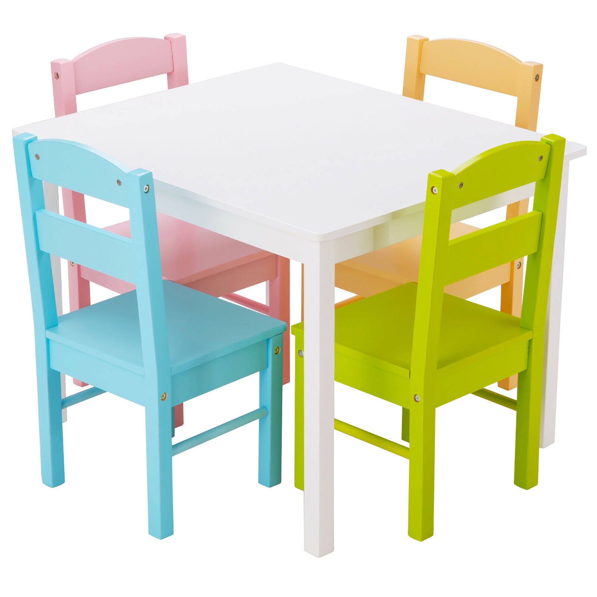 78 x 53 x 53cm Wood Children Table and 2 Chairs for Reading Pink Crafts Arts COSTWAY Kids Table and Chair Set Snack Time Homework 