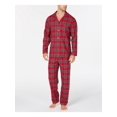 thumbnail image 1 of FAMILY PJs Sets Red Elastic Band Plaid Long Sleeve Collared Button Up Straight leg  Size M, 1 of 1