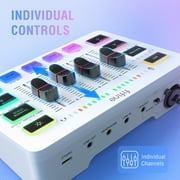 FIFINE SC3PLUS Gaming Audio Mixer, 4 Channels Audio Interface with XLR/6.35mm/3.5mm Inputs, RGB Streaming Sound Card with Monitor, 48V Power, Mute Button