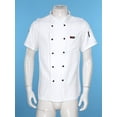thumbnail image 3 of RUNQHUI Unisex Men Woman Chefs Jacket Double Breasted Kitchen Work Shirts Cook Jacket Tops White Short Sleeve M, 3 of 7