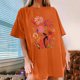 thumbnail image 2 of Faldas Cortas para Mujeres, Impresión de Flores Casual Oversized Camiseta de Manga Corta Top Hecho de 95% Poliéster 5% Spandex para Primavera Verano, Falda Corta de Verano, 2 of 7