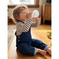 thumbnail image 3 of RUINIXCW Baby Outfit, Long Sleeve Crew Neck Stripes Romper with Denim Overall Pants Fall Outfit Clothing Set, 3 of 9