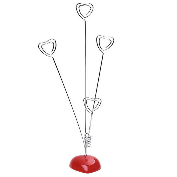 Heart-Based 4 Standing-Heart Wire Holders Photo Card Note Memo Clips Tree