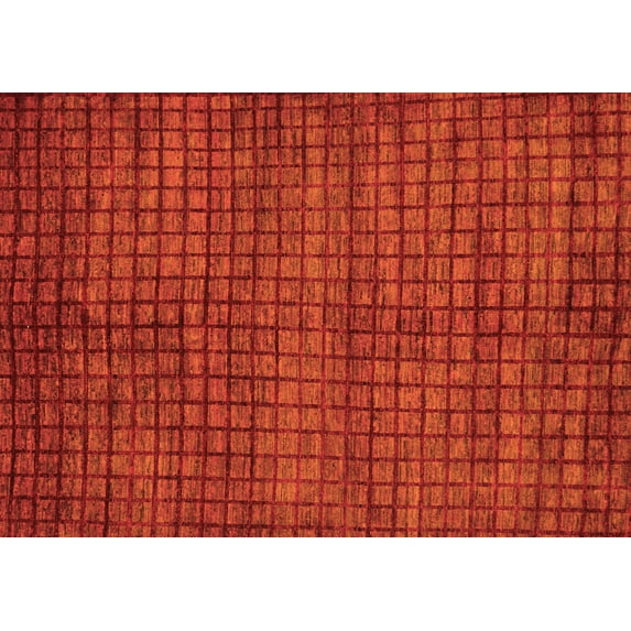 Ahgly Company Indoor Rectangle Oriental Orange Modern Area Rugs, 2' x 5'
