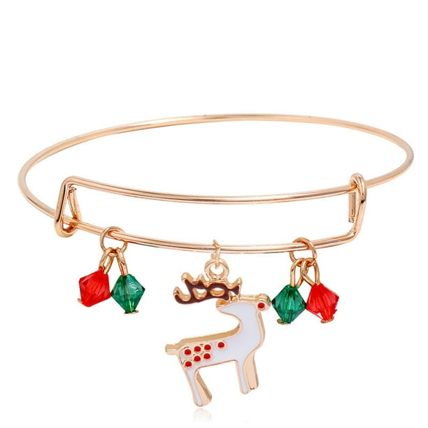onlyliua Promoción de Temporada Pulsera Navideña de Aleación con Colgante de Aceite de Navidad Pulsera Navideña
